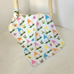 Pure cotton printed kitchen dish towel, cute gnome and floral pattern tea towel.