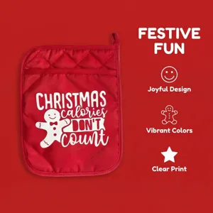 Gant de cuisine matelassé rouge bonhomme de pain d'épices de Noël résistant à la chaleur.