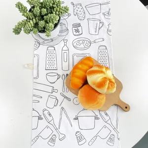 Canovaccio da cucina in stampa di cotone tovaglietta minimalista moderna utensili da cucina line art