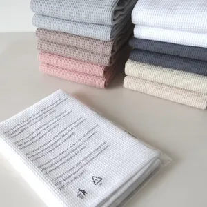 Pure cotton waffle kitchen dish towel absorbent tea towel solid square cleaning cloth soft.
