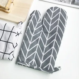 Thickened kitchen oven mitts heat resistant herringbone pot holders for baking cooking 1pc