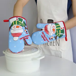 Weihnachtliche Ofenhandschuhe verdickte hitzebeständige Backhandschuhe für die Küche kochen.