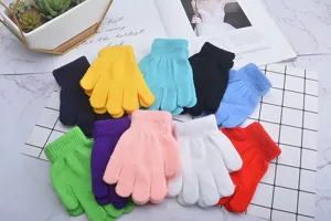 Kinder Strick Fuenffinger Handschuhe Winter warm bunt Kinder Handschuhe fuer Outdoor Sport