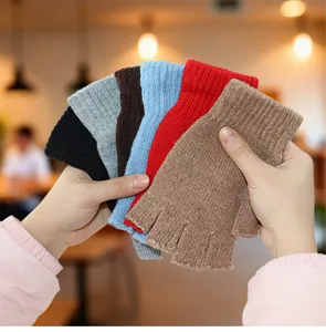 Warme Winter Strick Wolle fingerlose Handschuhe fuer Damen Herren Tippen Schreib Handschuhe