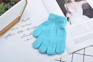Kleinkinder Winter Strick Fünffingerhandschuhe in Hellblau, warme Kinder Handschuhe.