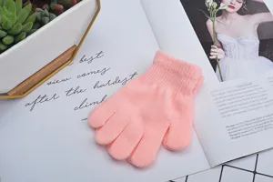 Kleinkind Winter warme Fünffinger Strickhandschuhe für süße Babys Jungen und Mädchen rosa