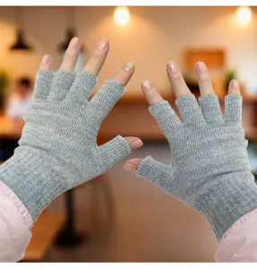 Strick Woll-Fingerlose Handschuhe Damen Herren, warme Winterhalbfinger Handschuhe Tippen.