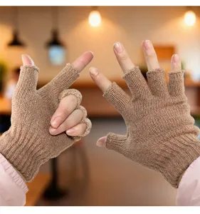 Gestrickte Woll-fingerlose Handschuhe für Herbst und Winter, warme Handbekleidung für den Alltag.