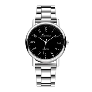 Stainless steel quartz watch for men with black dial and metal strap stylish casual timepiece