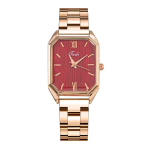 Orologio al Quarzo da Donna Moda Quadrato Cinturino in Acciaio Inossidabile Analogico