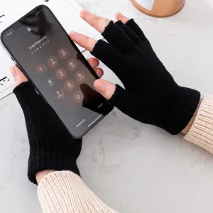 Guanti Senza Dita Lavorati a Maglia Caldi Invernali Unisex Guanti Elastici Mezzo Dito per Abbigliamento Quotidiano Lavoro in Ufficio e Attività all'Aperto