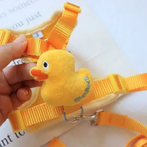 Gelbes süßes Ente Hundegeschirr Leine, atmungsaktives Mesh Kleintier Brustgurt für Welpen.