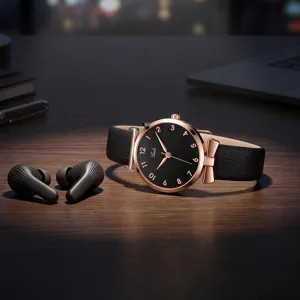 Orologio al Quarzo da Donna Quadrante Girasole Minimalista Decorazione a Fiocco Lega Cinturino in Pelle Sintetica Orologio Casual