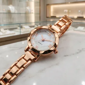 Montre quartz femme or rose élégante bracelet en acier montre-bracelet tendance.