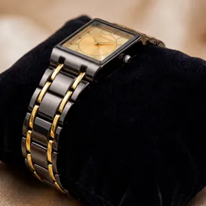 Men's rectangular quartz watch with sleek steel band, professional business style for daily wear.