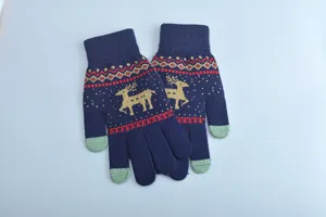 Guanti invernali in maglia touch screen donna simpatico motivo renna caldi spessi