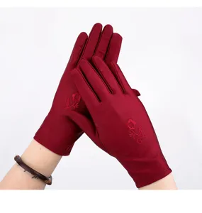 Women summer thin sun protection gloves elegant embroidered driving outdoor gloves UV proof