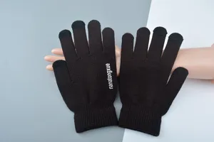 Gants d'hiver tricotés tactiles pour hommes chauds doublés polaire pour cyclisme en plein air.