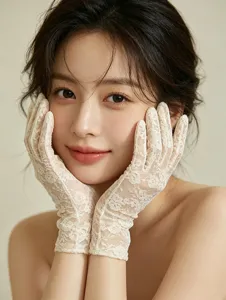 Elegant women's lace gloves for summer tea party bridal mesh sun protection wear.