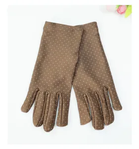 Women polka dot gloves thin spandex stretch breathable spring summer driving sun protection