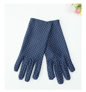 Women's polka dot sun protection gloves thin stretch short driving elegant fashion gloves