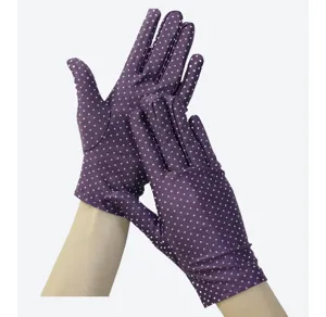 Women spring summer thin polka dot gloves stylish stretch sun protection driving gloves