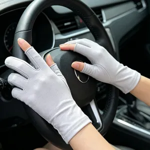Women's two-finger sun protection gloves ice silk breathable thin outdoor driving gloves