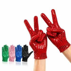 Adult Stage Performance Sequin Gloves Sparkling Dance Party Costume Accessories High Elastic Breathable Gloves