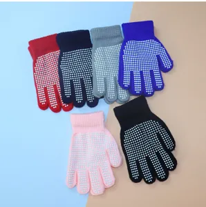 Kids non-slip knit gloves colorful dot grip gloves for outdoor activities and daily wear safety protection.