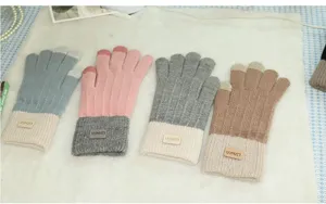 Guanti invernali caldi in maglia touchscreen per donna e uomo, spessi guanti da esterno morbidi.