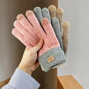 Guanti In Lavorazione A Maglia Tattili Caldi Invernali Foderati In Pile Ispessiti