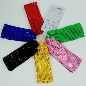Colorful sequin gloves dance performance party gloves for kids adults sparkling stage props