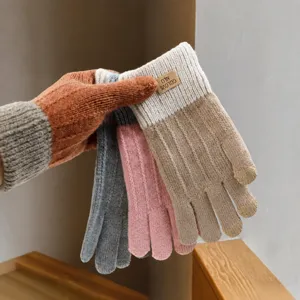 Guanti in maglia touch screen invernali caldi per donne e uomini, guanti termici spessi.