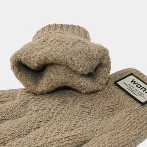 Winter warm knitted gloves for adults, fleece lined thick touch screen thermal gloves