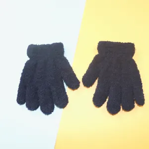 Kids winter warm gloves, soft fleece knit thermal gloves for outdoor cycling cold weather use.