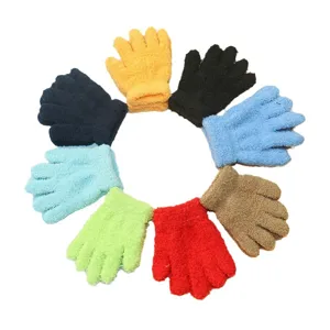 Kids winter warm gloves, soft knit fleece lined colorful gloves for outdoor sports main view