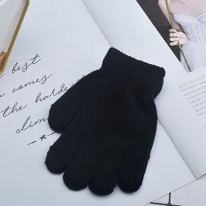 Schwarze Strickhandschuhe für Kinder im Winter warm fünf Finger Handschuhe weich und bequem