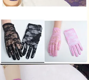 Summer thin lace gloves sun protection uv elegant retro elastic mesh driving gloves