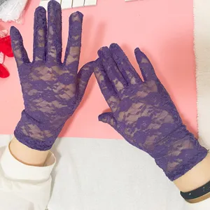 Women's Summer Thin Lace Sun Protection Gloves Elegant Vintage Elastic Mesh Breathable Driving Cycling Gloves