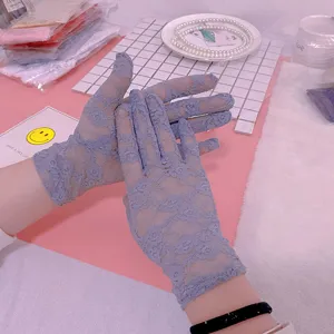Summer thin lace gloves sun protection anti uv elegant retro elastic mesh driving riding breathable