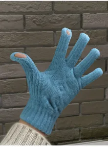 Adult winter warm knitted touch screen gloves blue wool solid color outdoor cold proof