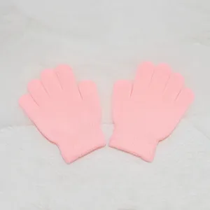 Kids pink knitted gloves cute warm winter gloves children daily wear soft comfortable