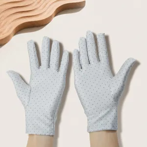 Women breathable sun protection dot gloves spring summer thin stretchy open finger wear.