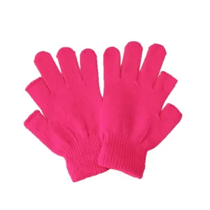 Kinder Strick Halbfinger Handschuhe warme Winter Handschuhe rosa schreibende Handschuhe