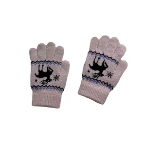 Children knit gloves cute winter warm elk pattern mittens for toddlers soft thermal winter wear