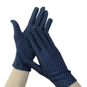 Women spring summer thin stretch polka dot gloves sun protection driving touch screen