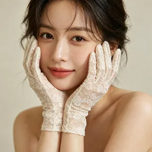 Women summer thin lace sunscreen gloves elegant mesh bridal tea party performance handwear
