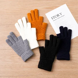 Winter knitted half finger gloves touch screen warm gloves multi color options for women men