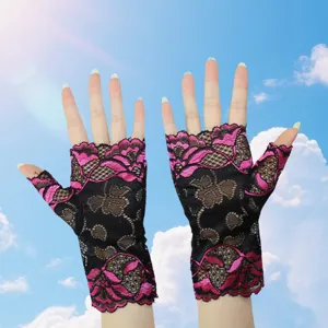 Women's Lace Half Finger Sun Protection Gloves Breathable Driving Cycling UV Protection Thin Summer Fashion Accessories