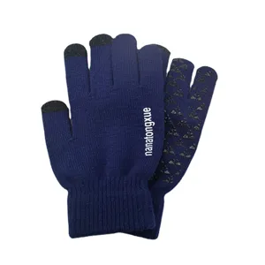 Gants tricotés tactiles d'hiver pour hommes, gants thermiques antidérapants à cinq doigts.